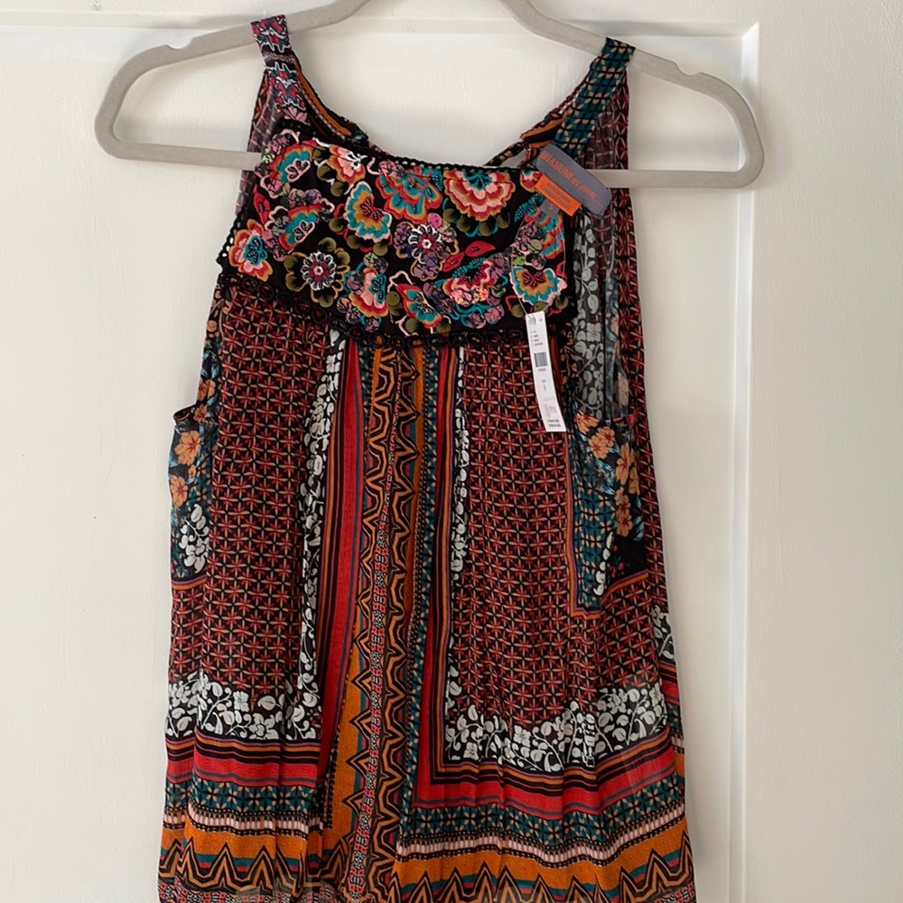 NWT Anthropologie Fiona Embroidered Tank Bhanuni by Juoti Floral Women Small
